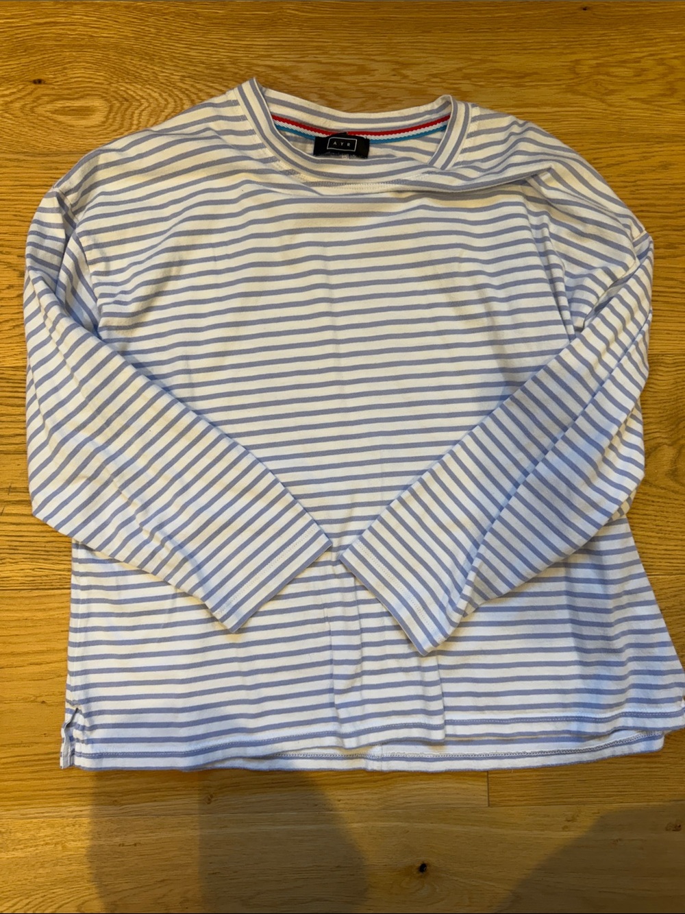 AYR Long-Sleeve Striped Tee — White & Light Blue
